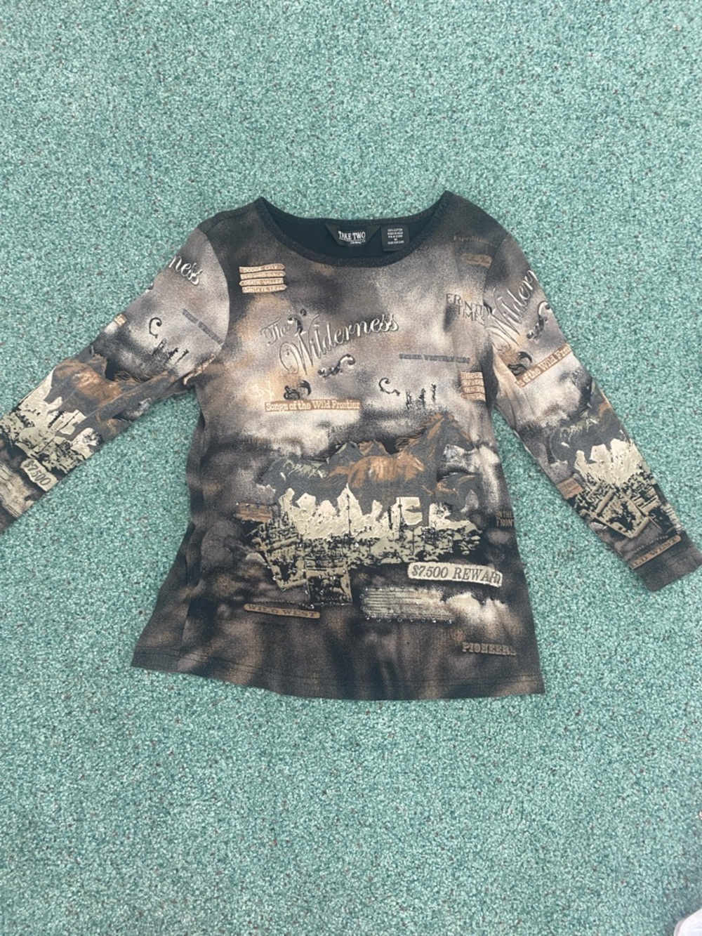 Women’s Brown Graphic Long-Sleeve Top - Wilderness Print